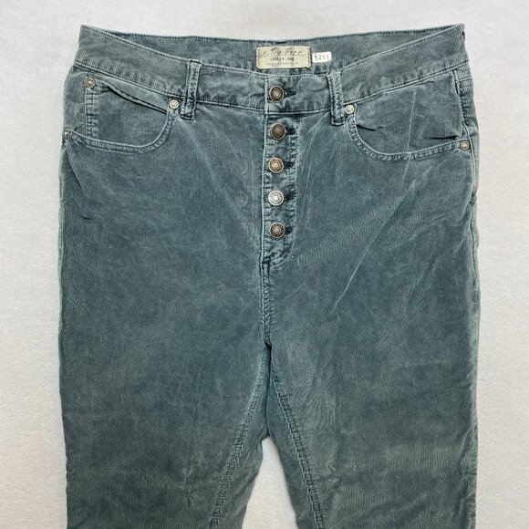 Free People Corduroy Pants Womens 31 Blue Button Fly We The Free - Picture 1 of 8